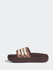 adidas Brown Adilette Sandals - Image 4 of 9