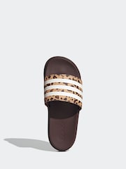 adidas Brown Adilette Sandals - Image 6 of 9