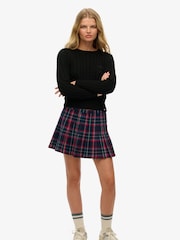 Superdry Black Essentials Slim Cable Knit Crew Neck 100% Cotton Jumper - Image 4 of 5