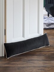 Black Matte Velvet Piped Draught Excluder - Image 1 of 5