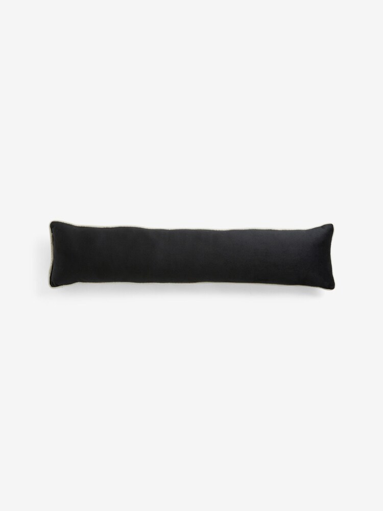 Black Matte Velvet Piped Draught Excluder - Image 5 of 5 Black Matte Velvet Piped Draught Excluder - Image 5 of 5