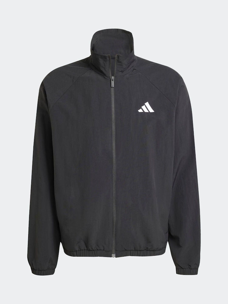 adidas Black Small Essential Logo Windbreaker Jacket - Image 6 of 6