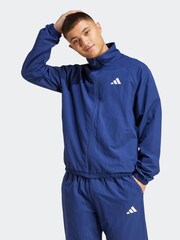 adidas Blue Small Essential Logo Windbreaker Jacket - Image 1 of 6