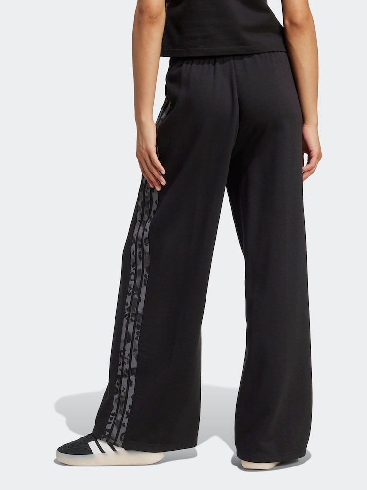 adidas Black Animal Print 3-StripesOpen Hem Joggers - Image 2 of 5