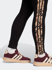 adidas Black Animal Print 3-Stripes High Rise Cotton Leggings - Image 5 of 6