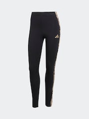adidas Black Animal Print 3-Stripes High Rise Cotton Leggings - Image 6 of 6