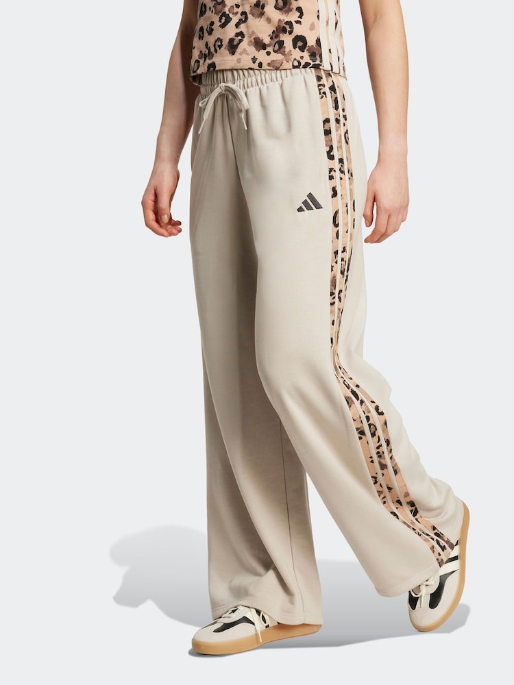 adidas Grey Animal Print 3-StripesOpen Hem Joggers - Image 1 of 6