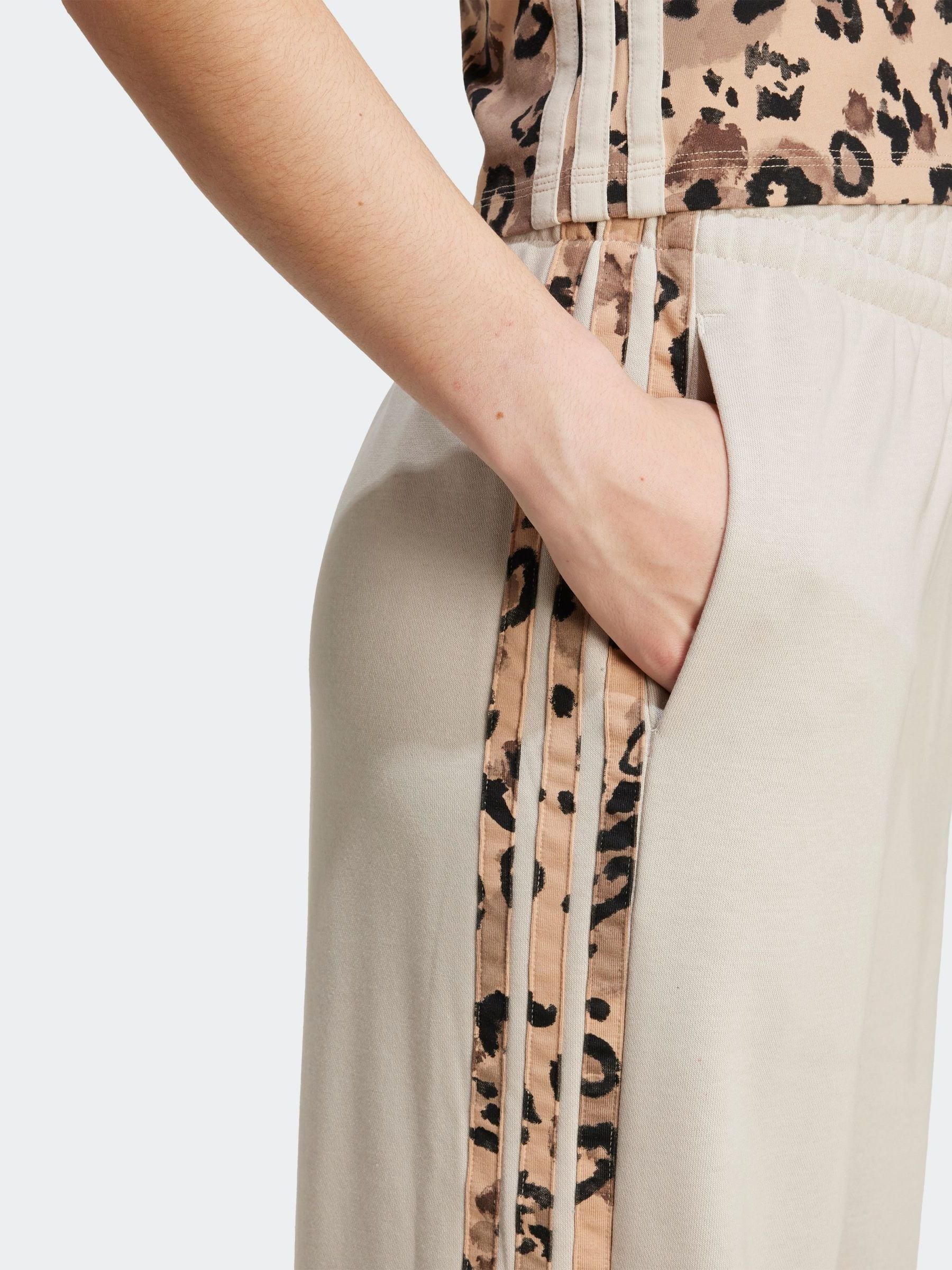 Buy adidas Grey Animal Print 3-StripesOpen Hem Joggers from Next USA