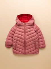 Joules Kids' Cairn Pink Showerproof Padded Coat with Hood - Image 1 of 5