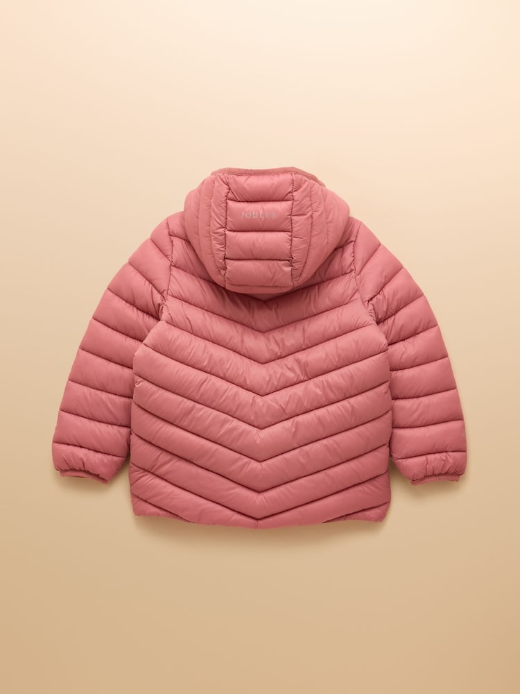Joules Kids' Cairn Pink Showerproof Padded Coat with Hood - Image 2 of 5