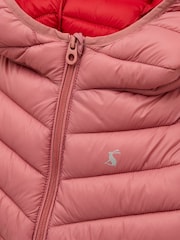 Joules Kids' Cairn Pink Showerproof Padded Coat with Hood - Image 3 of 5