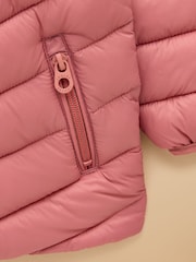 Joules Kids' Cairn Pink Showerproof Padded Coat with Hood - Image 4 of 5