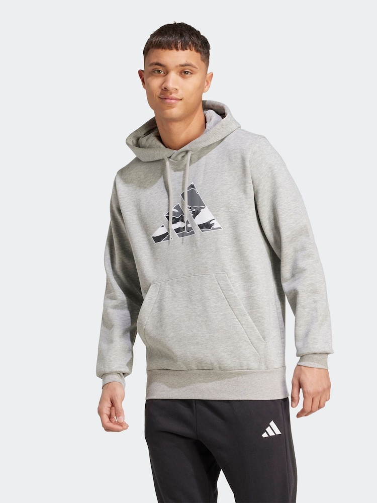 adidas Grey adidas Camo Graphic Print Hoodie - Image 1 of 5