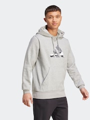 adidas Grey adidas Camo Graphic Print Hoodie - Image 3 of 5