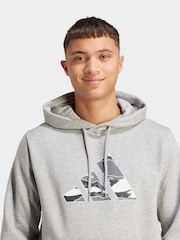 adidas Grey adidas Camo Graphic Print Hoodie - Image 4 of 5