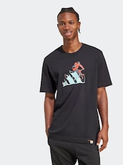 adidas Black Doodle Hunt Bike Graphic Print 100% Cotton T-Shirt - Image 1 of 6
