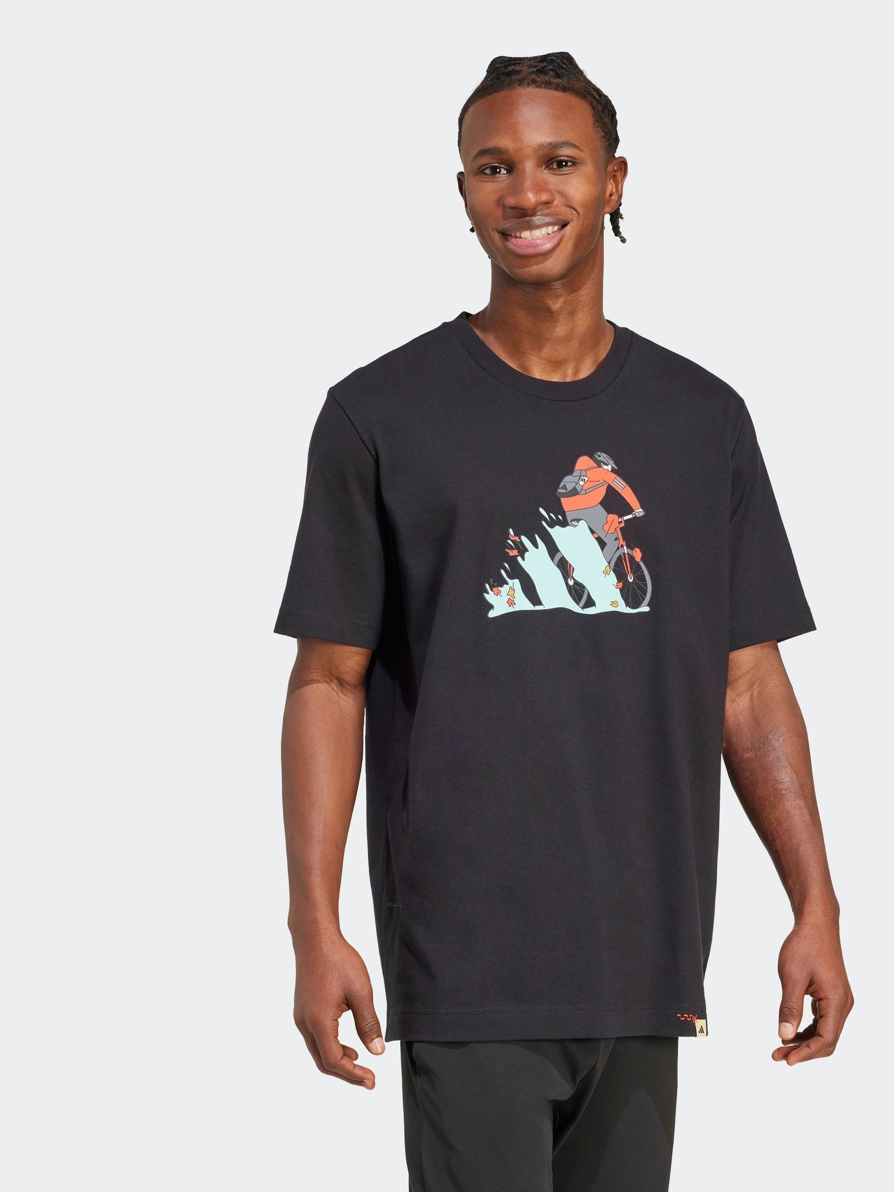 Buy adidas Black Doodle Hunt Bike Graphic Print 100% Cotton T