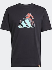 adidas Black Doodle Hunt Bike Graphic Print 100% Cotton T-Shirt - Image 6 of 6