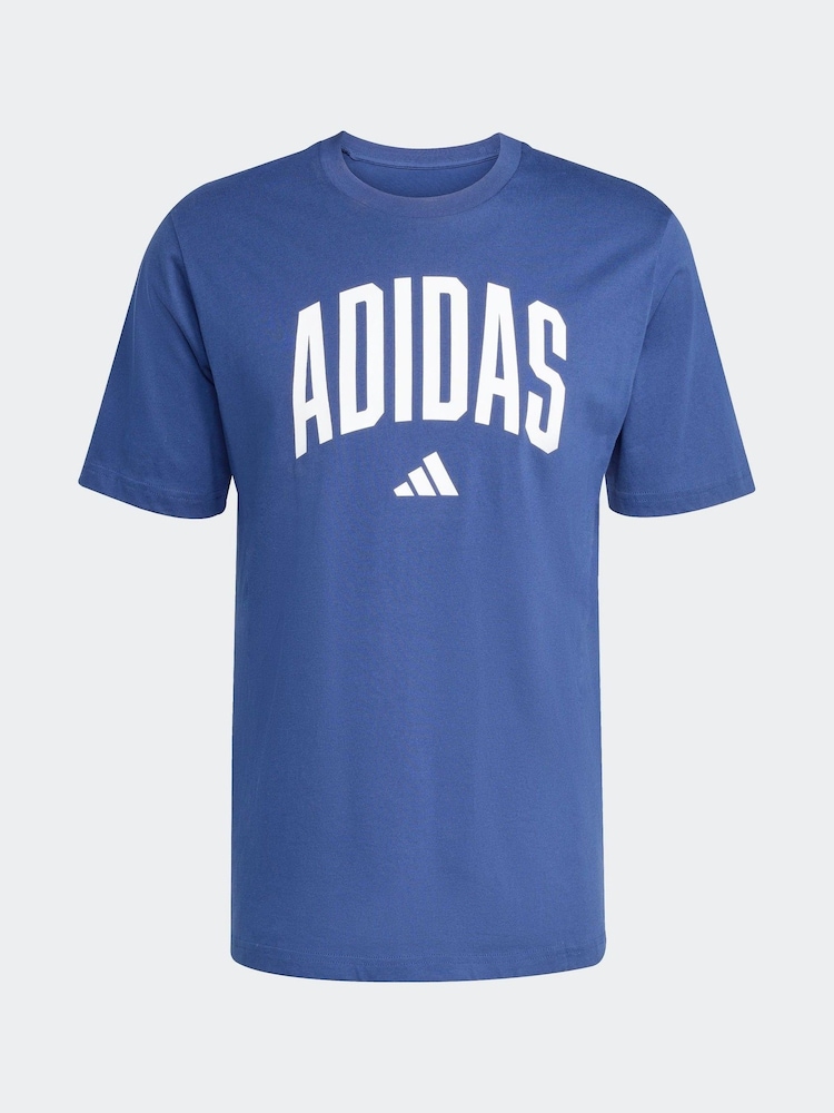 adidas Blue Collegiate Lineage Graphic Print 100% Cotton T-Shirt - Image 1 of 1
