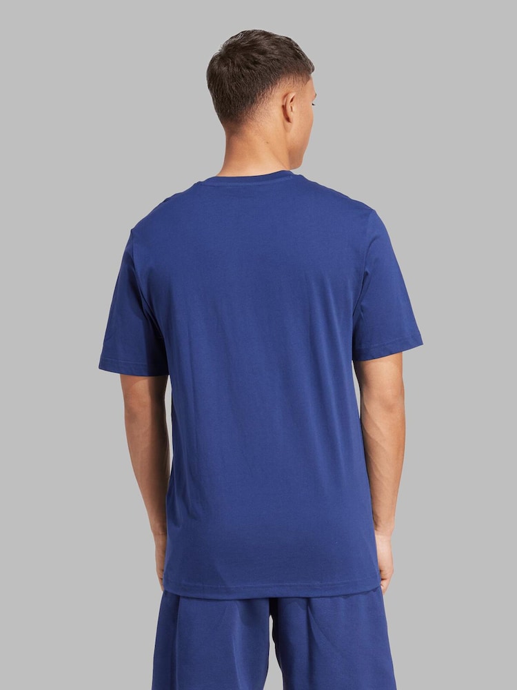 adidas Blue Collegiate Lineage Graphic Print 100% Cotton T-Shirt - Image 2 of 6