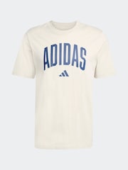 adidas Grey Collegiate Lineage Graphic Print 100% Cotton T-Shirt - Image 1 of 1