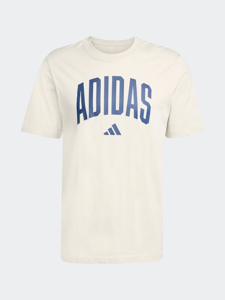 adidas Grey Collegiate Lineage Graphic Print 100% Cotton T-Shirt - Image 1 of 1