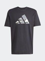 adidas Black Camo Logo Graphic Print 100% Cotton T-Shirt - Image 1 of 1