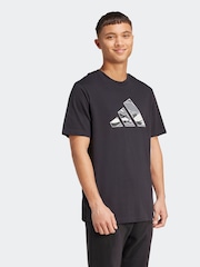 adidas Black Camo Logo Graphic Print 100% Cotton T-Shirt - Image 3 of 6
