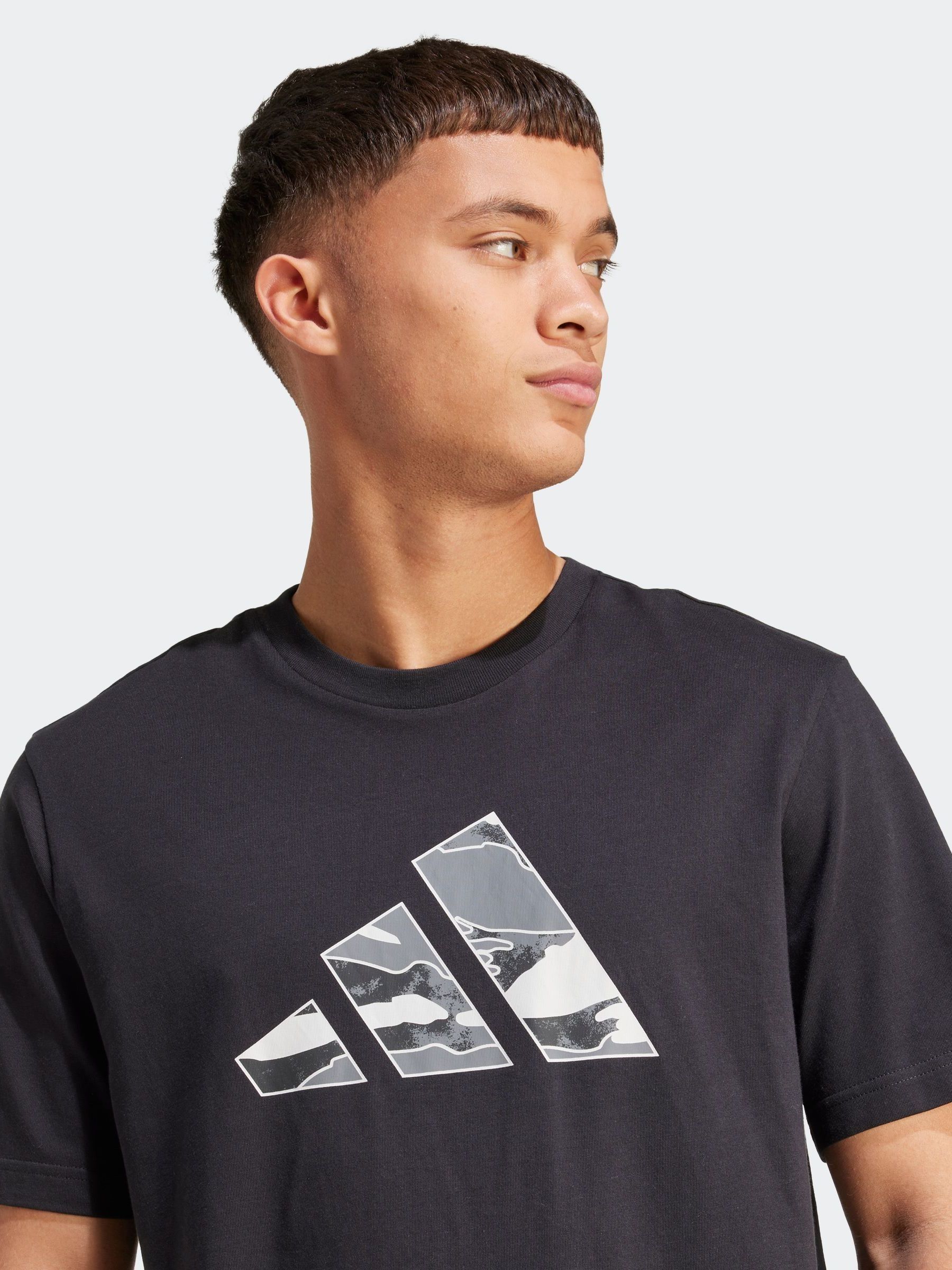 Buy adidas Black Camo Logo Graphic Print 100% Cotton T-Shirt from