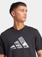 adidas Black Camo Logo Graphic Print 100% Cotton T-Shirt - Image 4 of 6