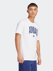 Branco - Camiseta adidas Collegiate Lineage com estampa gráfica 100% algodão - Imagem 3 de 6