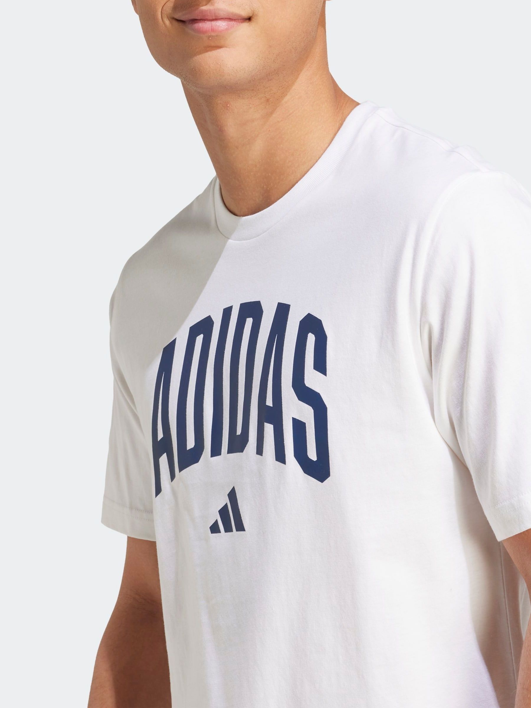 Buy adidas White Collegiate Lineage Graphic Print 100% Cotton T