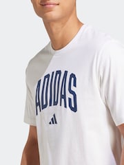 Branco - Camiseta adidas Collegiate Lineage com estampa gráfica 100% algodão - Imagem 4 de 6