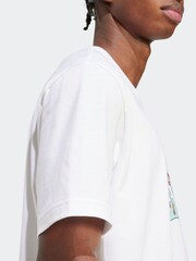 adidas White Doodle Hunt Bike Graphic Print 100% Cotton T-Shirt - Image 5 of 6