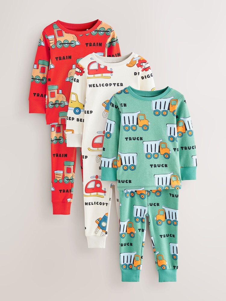 Multi Snuggle Pyjamas 3 Pack (9mths-10yrs) - Image 1 of 7 Multi Snuggle Pyjamas 3 Pack (9mths-10yrs) - Image 1 of 7