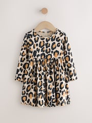 Animal Print Long Sleeve Ribbed Dress (3mths-7yrs) - Image 4 of 7