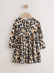 Animal Print Long Sleeve Ribbed Dress (3mths-7yrs) - Image 5 of 7