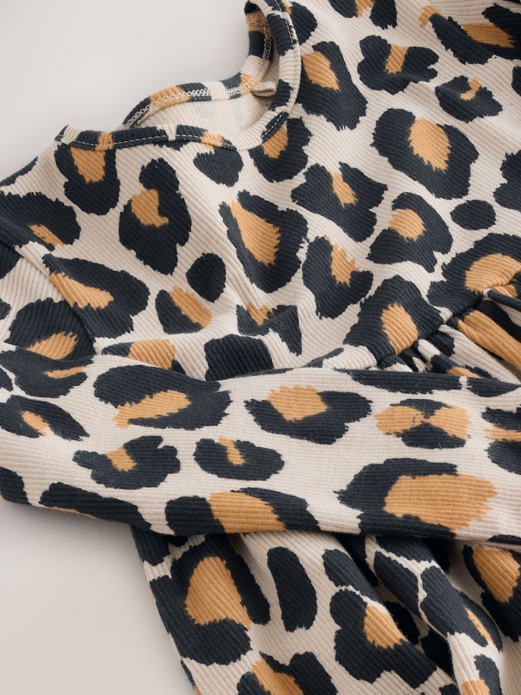 Animal Print Long Sleeve Ribbed Dress (3mths-7yrs) - Image 7 of 7
