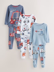 Red/Blue Emergency Vehicle Snuggle Pyjamas 3 Pack (9mths-10yrs) - Image 1 of 7