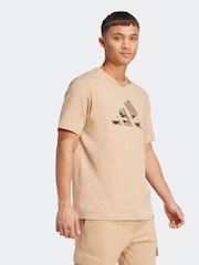 adidas Brown Camo Logo Graphic Print 100% Cotton T-Shirt - Image 3 of 6