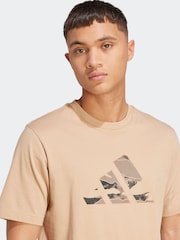 adidas Brown Camo Logo Graphic Print 100% Cotton T-Shirt - Image 4 of 6