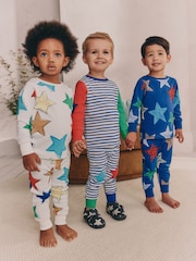 Multi Star Snuggle Pyjamas 3 Pack (9mths-10yrs) - Image 1 of 15