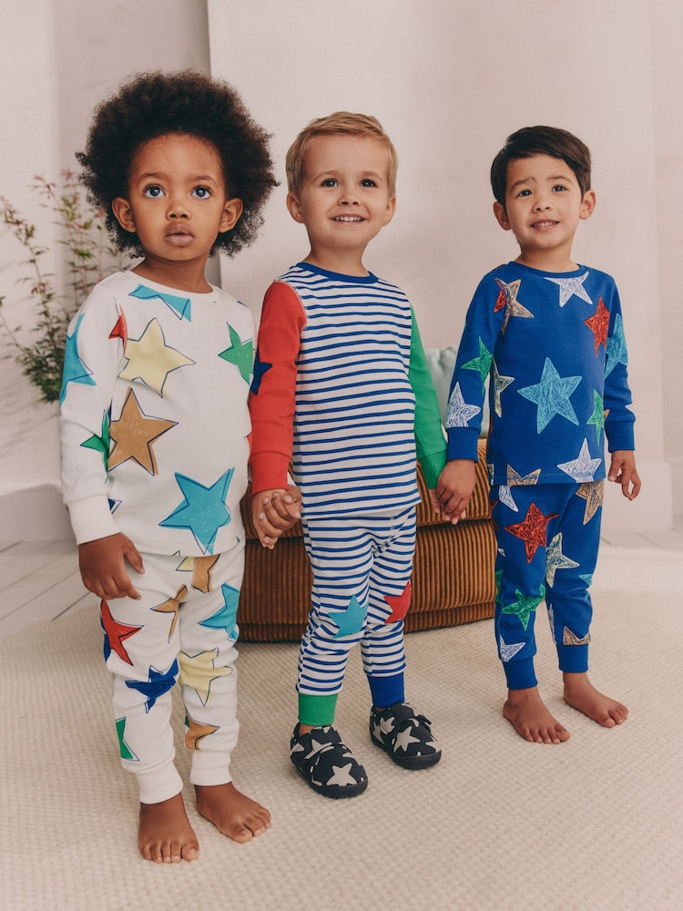 Multi Star Snuggle Pyjamas 3 Pack (9mths-10yrs) - Image 1 of 15