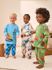 Green/Blue Transport Oversized Pyjamas 3 Pack (9mths-10yrs) - Image 1 of 2
