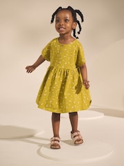Olive Green Short Sleeve Jersey Summer Dress (3mths-7yrs) - Image 1 of 7
