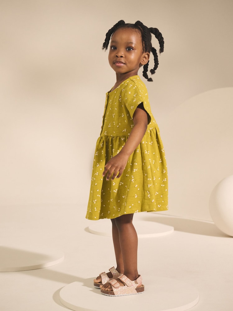 Olive Green Short Sleeve Jersey Summer Dress (3mths-7yrs) - Image 2 of 7