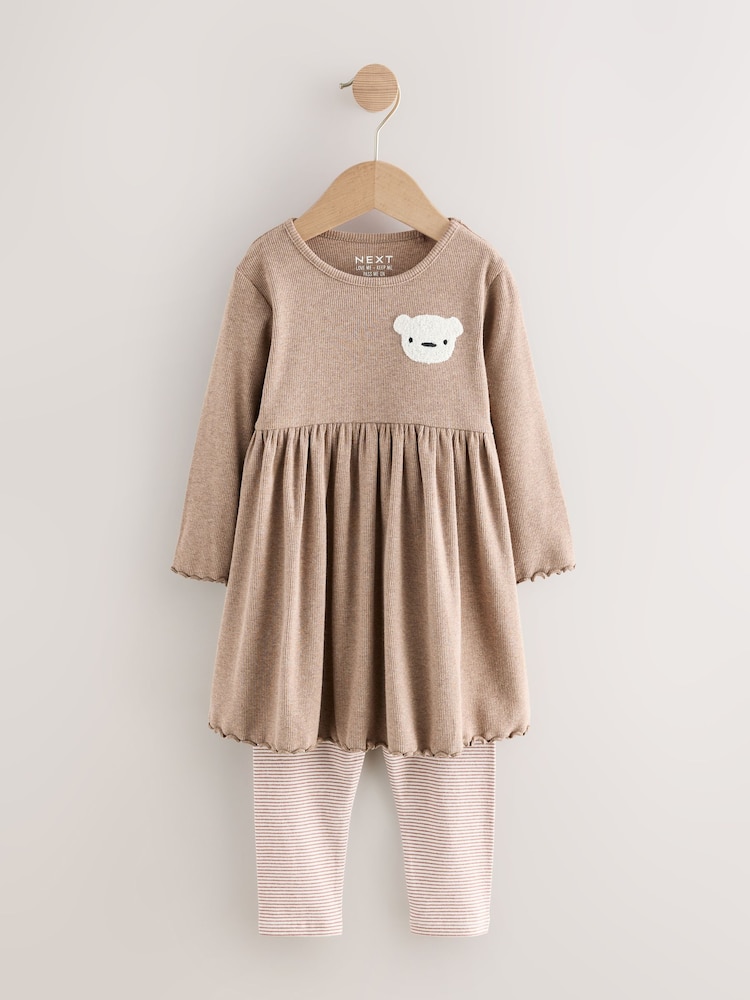 Neutral Bear Long Sleeve Dress and Leggings Set (3mths-7yrs) - Image 1 of 4