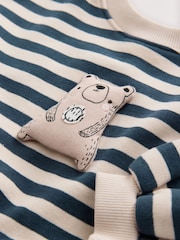 Navy Striped Mesh Skirt Sweat Dress (3mths-7yrs) - Image 7 of 8