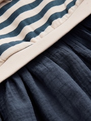 Navy Striped Mesh Skirt Sweat Dress (3mths-7yrs) - Image 8 of 8