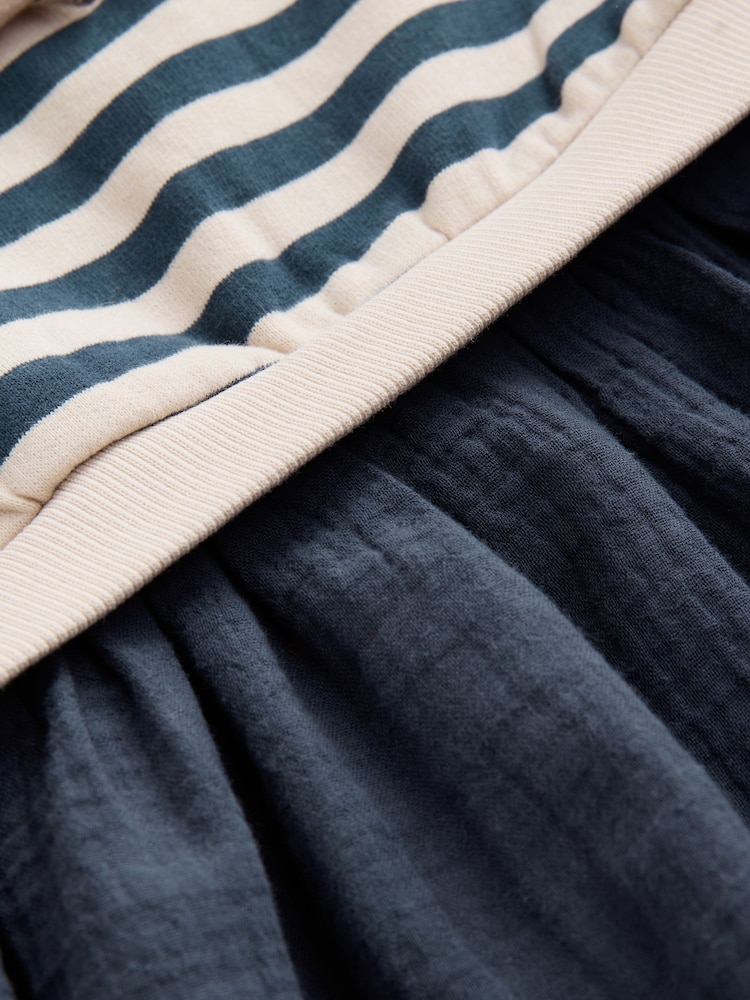 Navy Striped Mesh Skirt Sweat Dress (3mths-7yrs) - Image 8 of 8